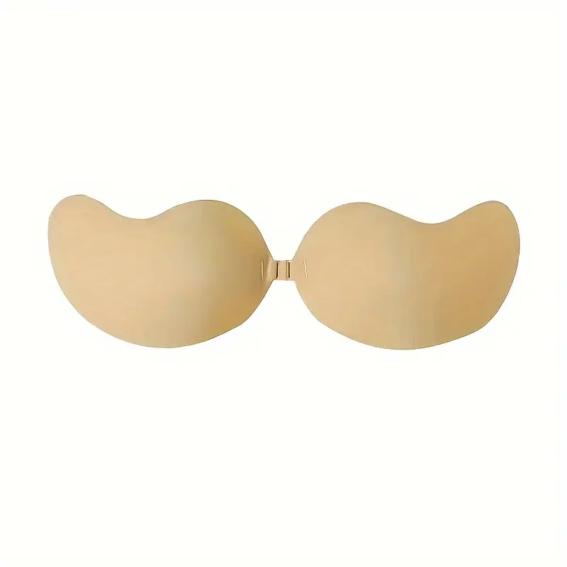 Push Up Bra Silicone - 女性用インビジブルリフトブラパティース 2組セット 自己粘着式ストラップレスプッシュアップニップルカバー ウェディングドレス、フォーマルイベント、写真撮影用 スムースベージュシリコン 快適で再利用可能
