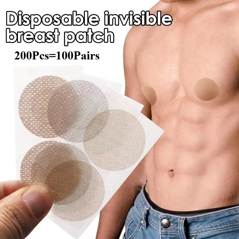 Strapless Bra Adhesive - 200 個目に見えない男性乳首カバー防水跡のない胸ステッカーランニング通気性ランニング防止バンプ薄い胸パッチ