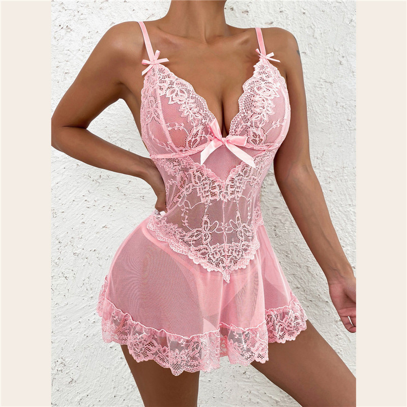 Sheer Bra Lace - 女性用セクシーレースベビードールドレス、オープンブラメッシュシースルーパジャマ、ボディスーツ、特別な日のためのエキゾチックなエロティック下着