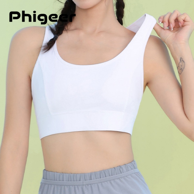 Sports Bra Racerback - PHIGEER 女性ハイインパクトスポーツブラ夏バックメッシュ通気性ヨガタンクトップ軽量トレーニングブラジャー屋外ヨガウェア