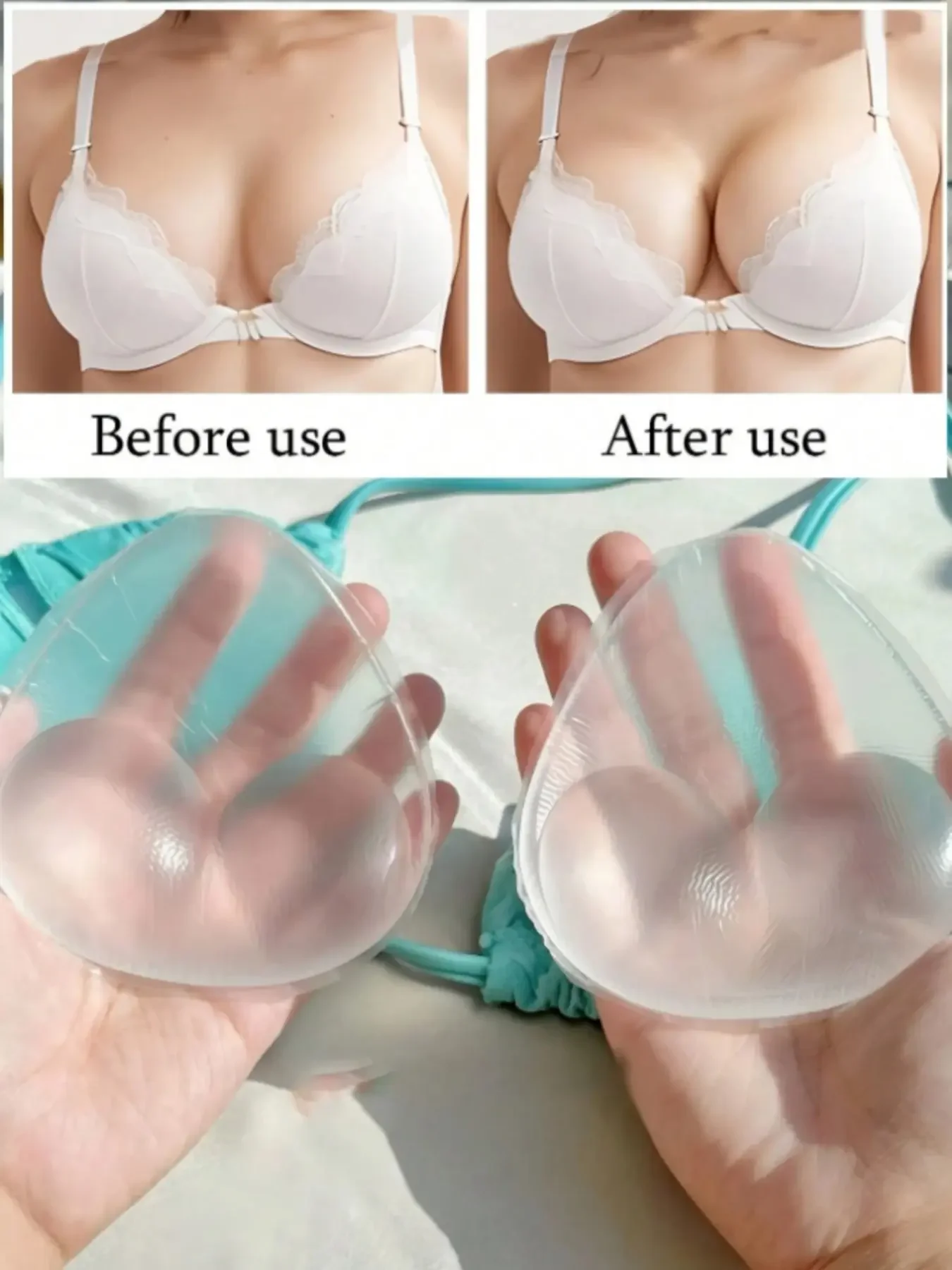 Push Up Bra Silicone - 1組の女性用シリコンブラインサート、ファッショナブルなブラインサート、三角形のシリコン製プッシュアップバストインサートパッド、再利用可能なエンハンサーカップ、防水シリコンバストインサート、水着やスポーツブラ用の見えないリフト＆ギャザーデザイン。