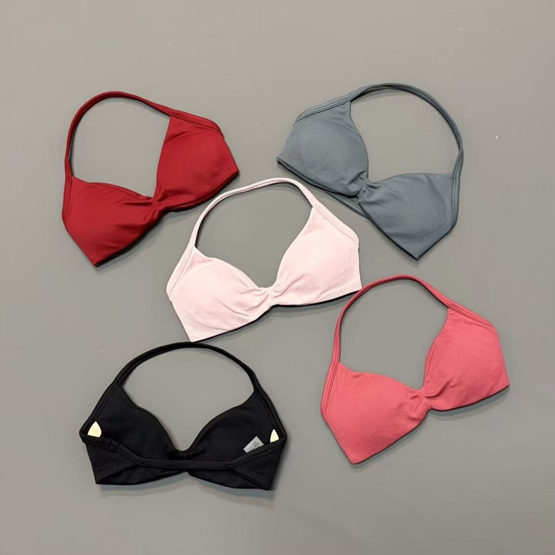 Sports Bra Racerback - 女性用ホルタースポーツブラ Vネックパッド入りヨガブラ 取り外し可能なカップ バターのように柔らかいシームレスワークアウトジムフィットネスアクティブウェアトップ