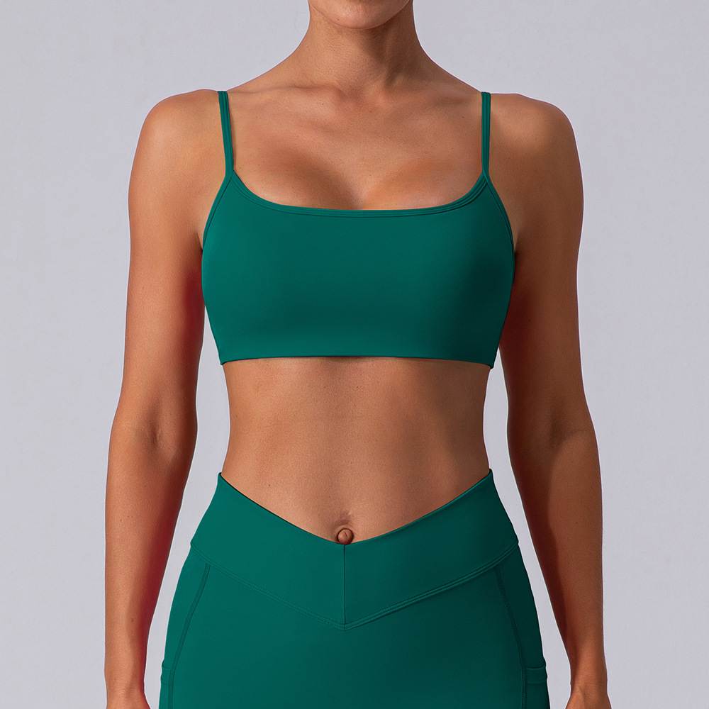 Sports Bra Racerback - 女性スポーツブラ耐衝撃フィットネストップスプッシュアップクロップトップブラジャー通気性スポーツブラジム服ワークアウトトップヨガブラ
