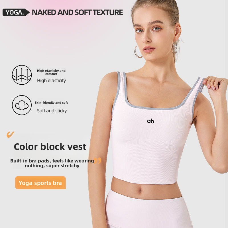 女性用サマーリブヨガタンクトップ、内蔵パッド付きストラップ、 - Underwire Bra Padded のレビューと価格