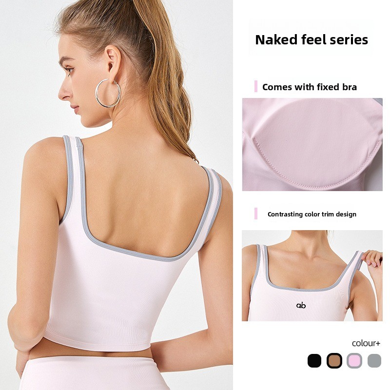 女性用サマーリブヨガタンクトップ、内蔵パッド付きストラップ、 - Underwire Bra Padded のレビューと価格