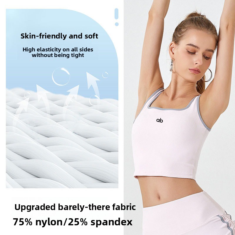 女性用サマーリブヨガタンクトップ、内蔵パッド付きストラップ、 - Underwire Bra Padded のレビューと価格